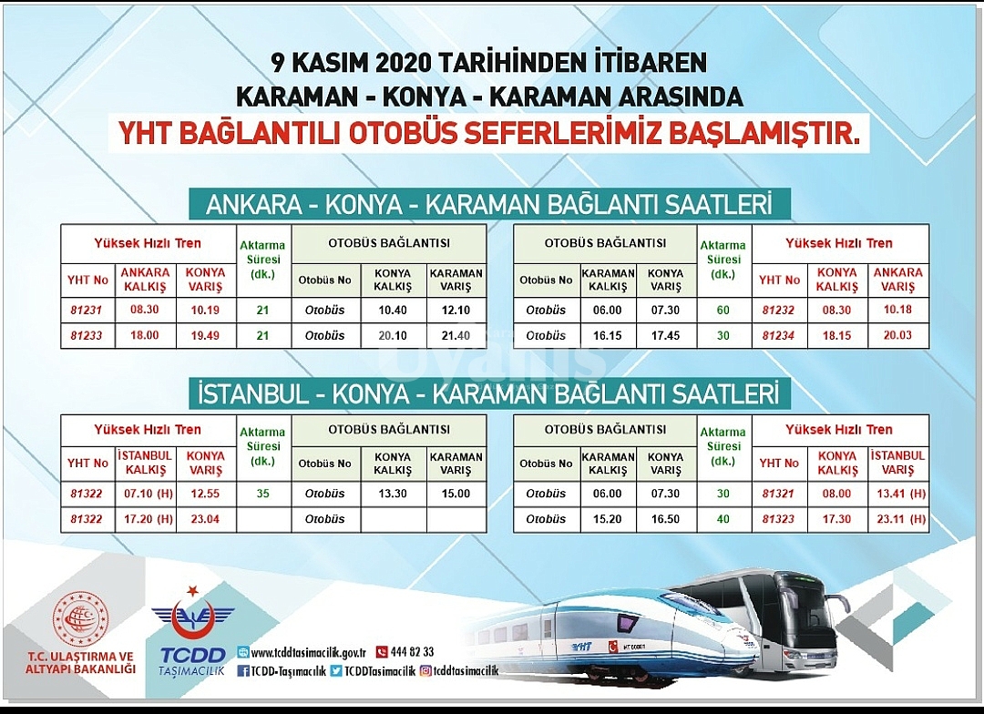 karaman da yht baglantili otobus seferleri basladi guncel www karamandauyanis com karaman da uyanis okuyun haberiniz olsun