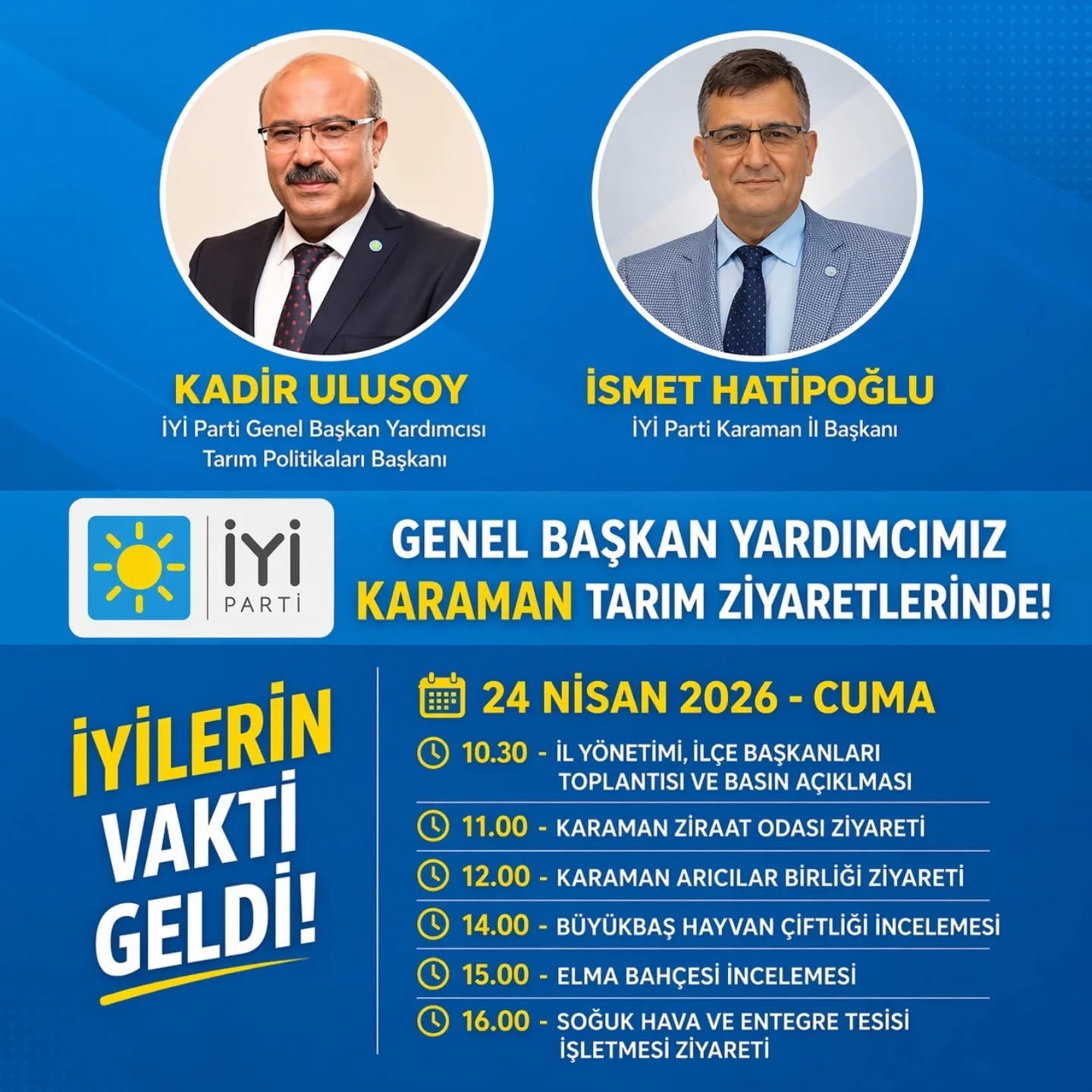 İYİ Parti Genel Başkan Yardımcısı Kadir Ulusoy Karaman’da Üreticilerle Buluşacak-1