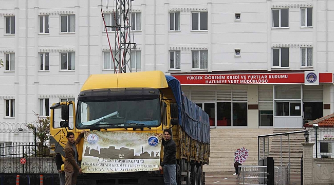 KYK’LI ÖĞRENCİLER SURİYE’YE YARDIM TIRI GÖNDERDİ