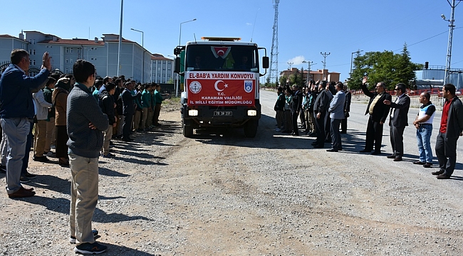 MİLLİ EĞİTİM MÜDÜRLÜĞÜ SURİYE’YE İKİNCİ YARDIM TIRINI GÖNDERDİ