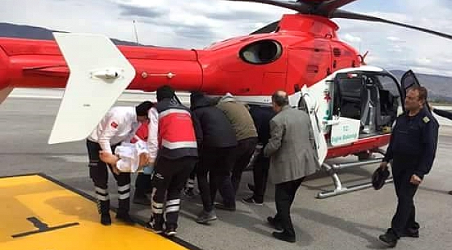 HELİKOPTERLE HASTANEYE SEVK EDİLDİ