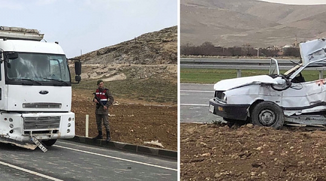 KAMYONLA ÇARPIŞAN OTOMOBİL SÜRÜCÜSÜ CAN VERDİ