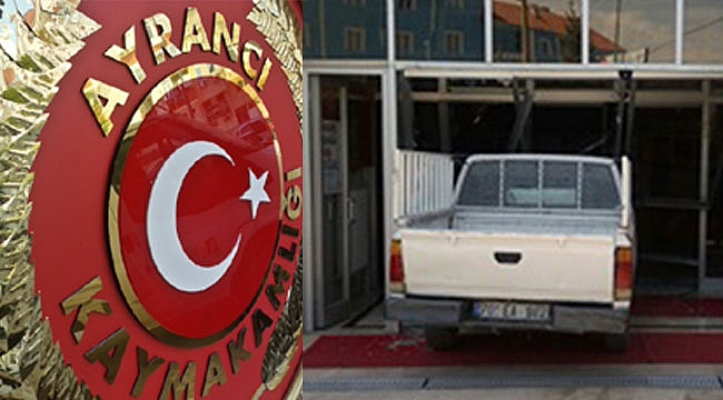 SULAMA BİRLİĞİ'NE KIZDI, ARACI İLE KAYMAKAMLIK BİNASINA GİRDİ