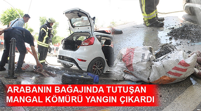 ARABANIN BAĞAJINDA TUTUŞAN MANGAL KÖMÜRÜ YANGIN ÇIKARDI 