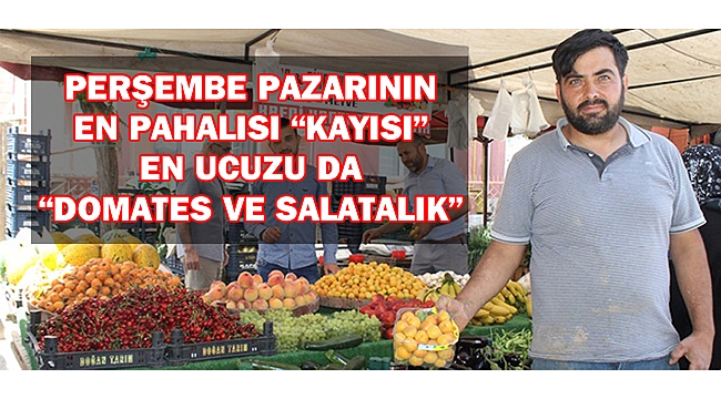 PERŞEMBE PAZARININ EN PAHALISI "KAYISI"  EN UCUZU DA "DOMATES VE SALATALIK"