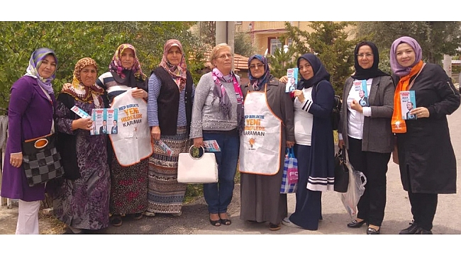 AK PARTİLİ KADINLARIN KAPI KAPI SEÇİM MESAİSİ