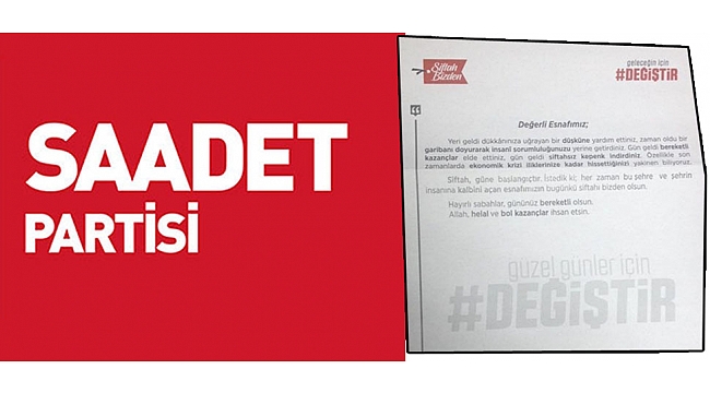 SAADET PARTİSİ KARAMAN İL BAŞKANLIĞI ZOR DURUMDAKİ ESNAFI UNUTMADI
