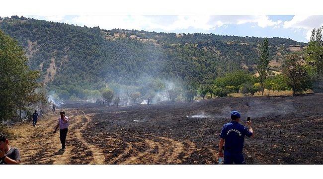 ERMENEK KATRANLI’DA ÇIKAN YANGINDA 30 DÖNÜM ARAZİ YANDI