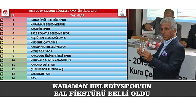 KARAMAN BELEDİYSPOR’UN BAL FİKSTÜRÜ BELLİ OLDU