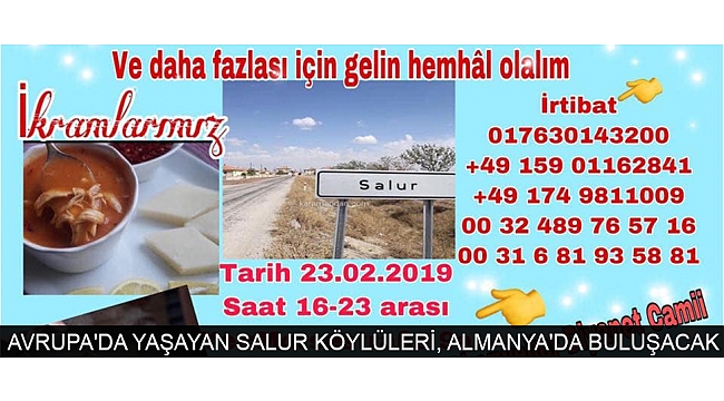 AVRUPA&#039;DA YAŞAYAN SALUR KÖYLÜLERİ, ALMANYA&#039;DA BULUŞACAK