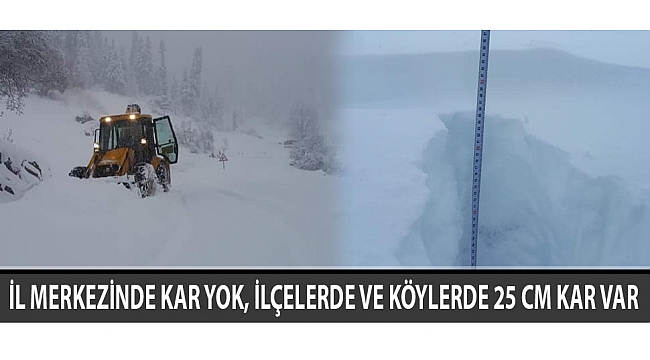 İL MERKEZİNDE KAR YOK, İLÇELERDE VE KÖYLERDE 25 CM KAR VAR