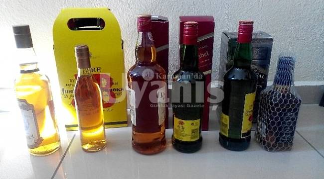 70 plakalı araçtan kaçak içki çıktı