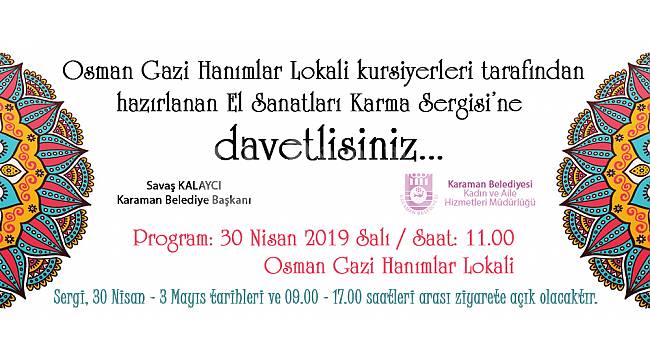 Karaman’da el sanatları karma sergisi açılıyor