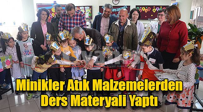 Minikler atık malzemelerden ders materyali yaptı