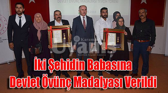 İki şehidin babasına Devlet Övünç Madalyası verildi