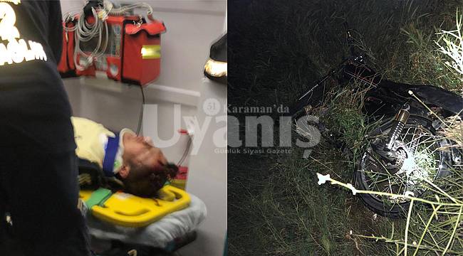Karaman'da motosiklet tarlaya uçtu 1'i ağır 2 yaralı
