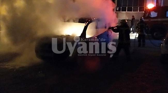 Karaman'da Araç Kundaklandı