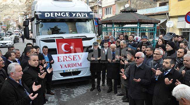Ermenek'ten yardım tırı dualarla uğurlandı
