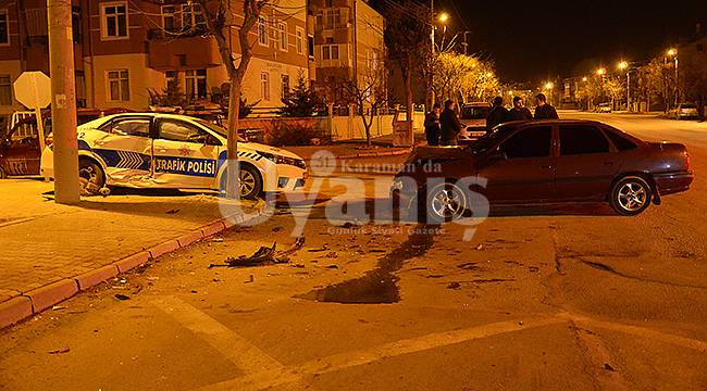 Karaman'da otomobille polis aracı çarpıştı: 4 yaralı