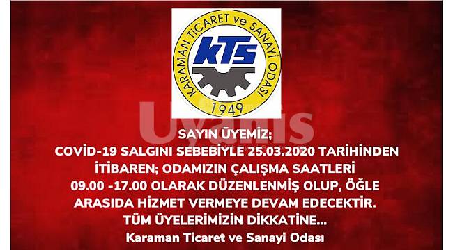 KTSO çalışma saatlerini güncelledi