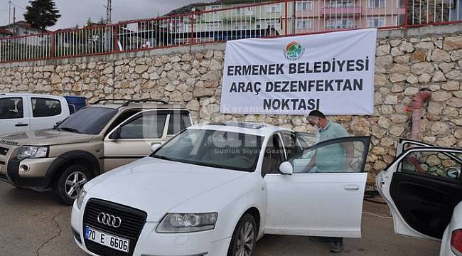 Ücretsiz araç dezenfektan noktası oluşturuldu