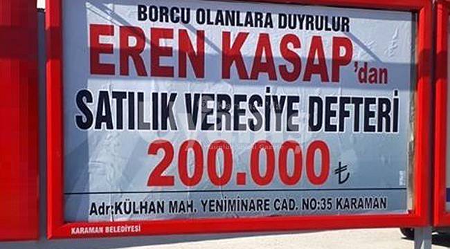 Veresiye defterini satılığa çıkardı