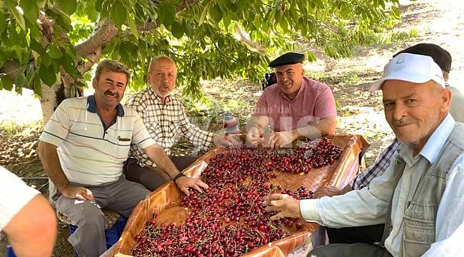 Başkan Bayram kiraz üreticilerini ziyaret etti