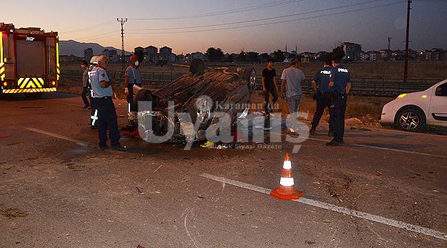 Karaman'da otomobil takla attı 3 yaralı