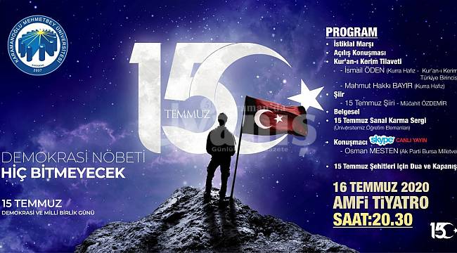 KMÜ'de 15 Temmuz Anma Programı yapılacak