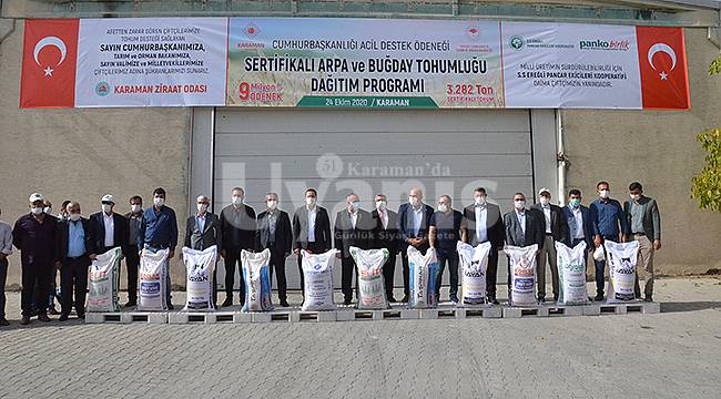 Karaman'da çiftçilere sertifikalı tohum dağıtıldı