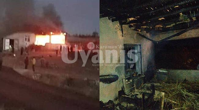 Karaman'da bozkandak köyünde yangın