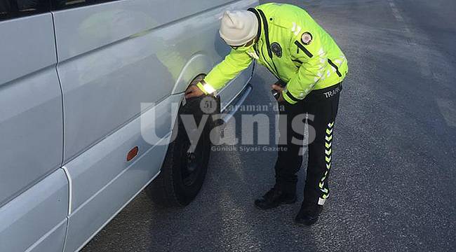 Karaman Emniyet Müdürlüğünden kış lastiği uygulaması açıklaması