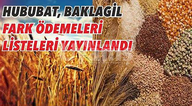 Hububat, Baklagil Fark Ödemeleri Listeleri Yayınlandı