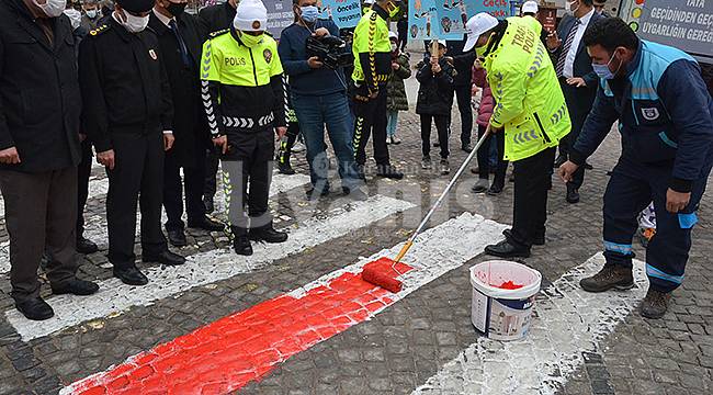Karaman'da Şerit Boyama Etkinliği Gerçekleştirildi