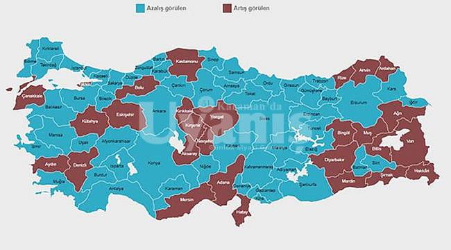 Haritada illerin son risk durumu ortaya çıktı. Karaman mavi'ye dönerken 29 il kırmızı alarm veriyor