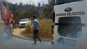 Karaman ekibi Manavgat yangınına müdahale ediyor