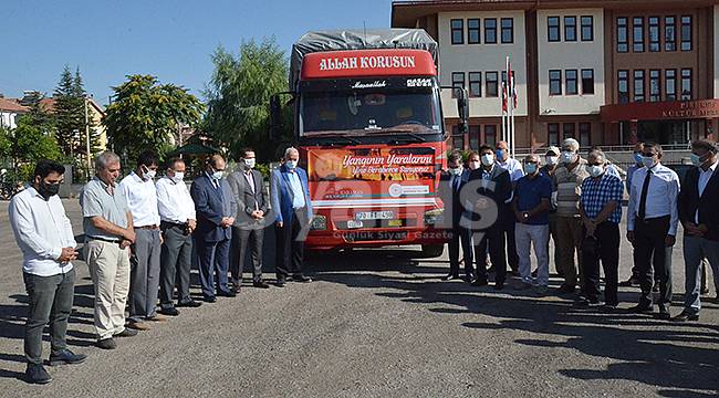 Karaman'dan Manavgat'a bir kamyon yardım gönderildi