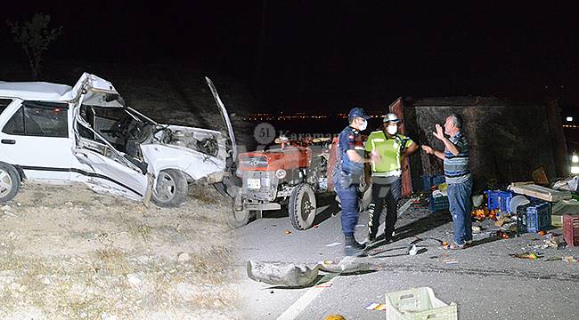 Traktör römorkuna çarptı, hurdaya dönen otomobilden sağ çıkıp kaçtı