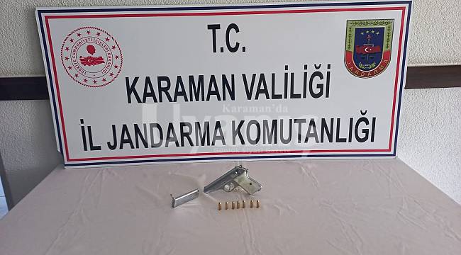 Karaman'da ruhsatsız tabanca ele geçirildi