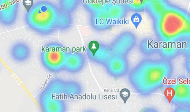 Karaman'ın Haritada Rengi Mavileşti