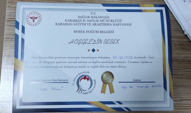 Karaman'da Yeni Yılın İlk Bebeği Dünyaya Geldi
