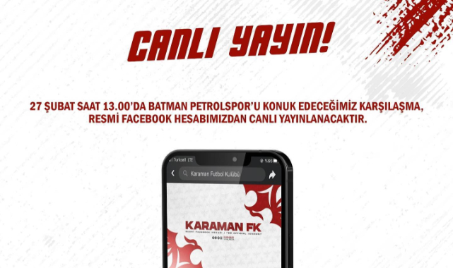 Karaman FK-Batman Spor Maçı Canlı Yayınlanacak
