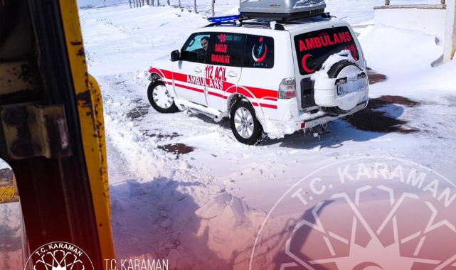 Hastaya giden ambulanslar yolda kaldı. İl Özel İdaresi ekipleri kurtardı