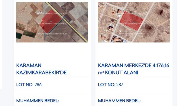 Emlak Yönetim Karaman Merkez ve Kâzımkarabekir'de 14 Muhtelif Arsayı, Online Müzayede Yoluyla 6 Nisan'da Satışa Çıkarıyor