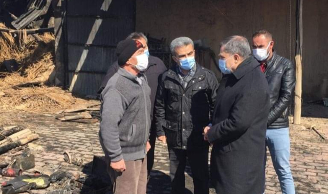 Vali Işık Yangında Zarar Gören Dülger Ailesine Geçmiş Olsun Ziyaretinde Bulundu