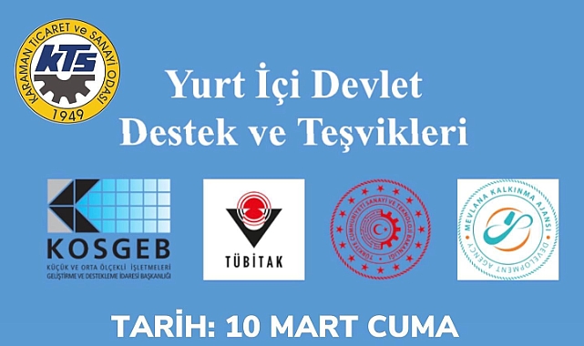 KTSO´da yurt içi devlet destekleri ve teşvikleri eğitimi düzenlenecek