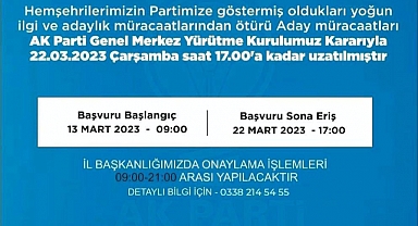 Milletvekili aday adaylığı başvuru süreci uzatıldı