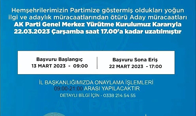 Milletvekili aday adaylığı başvuru süreci uzatıldı
