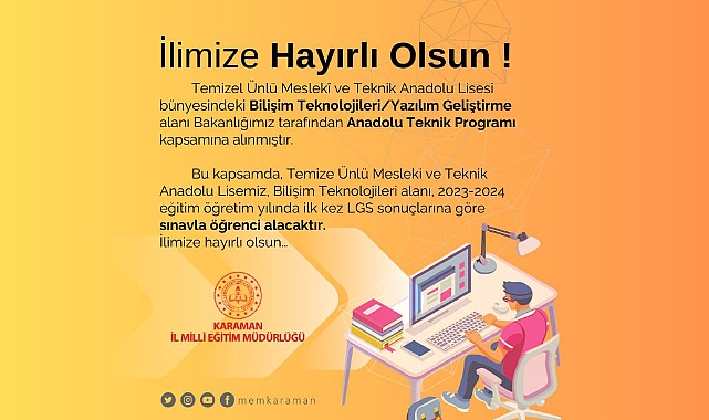 Temizel-Ünlü Meslekî ve Teknik Anadolu Lisesi Sınavla Öğrenci Alacak