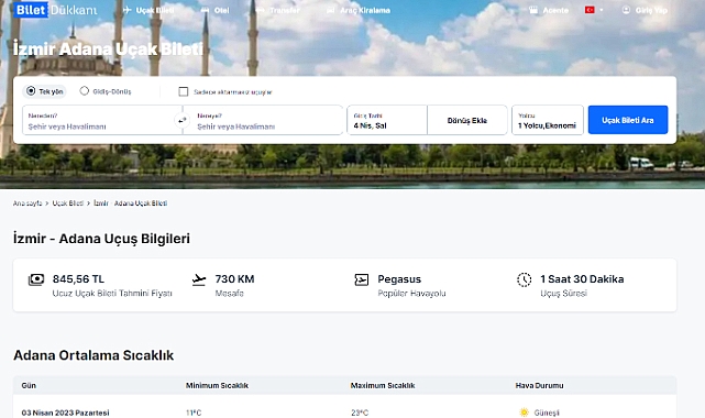 İzmir Adana Uçak Bileti